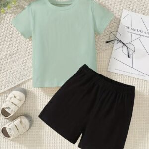 Kids Minimalist Ultra-Soft Cotton Tee & Shorts Duo